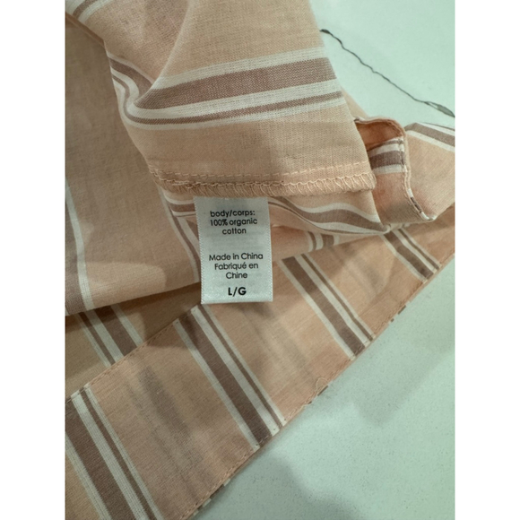 Eberjey Striped Organic Cotton Pajama Set L Shorts Button Up Tshirt Loungewear - Picture 4 of 8